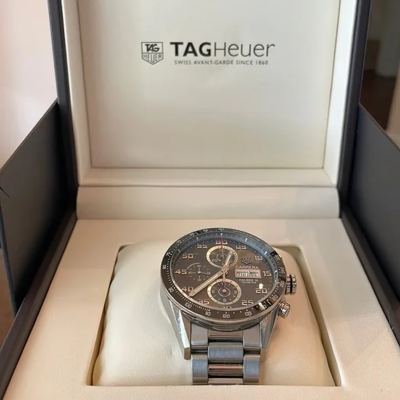 TagHeuer Mens Watch Automatic Chronograph Calibre 16 Stainless Steel NWOT - Picture 3 of 7